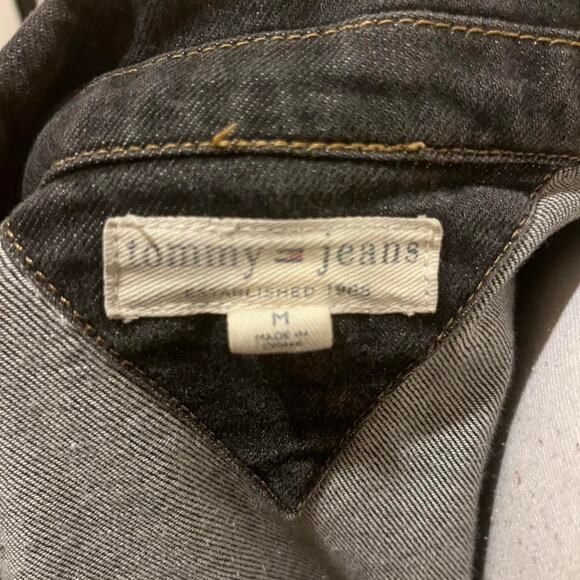 Tommy Jeans black cropped button up Denim Jacket M - Picture 3 of 4
